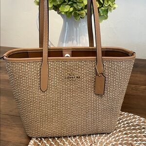 Coach Brown Woven Tote